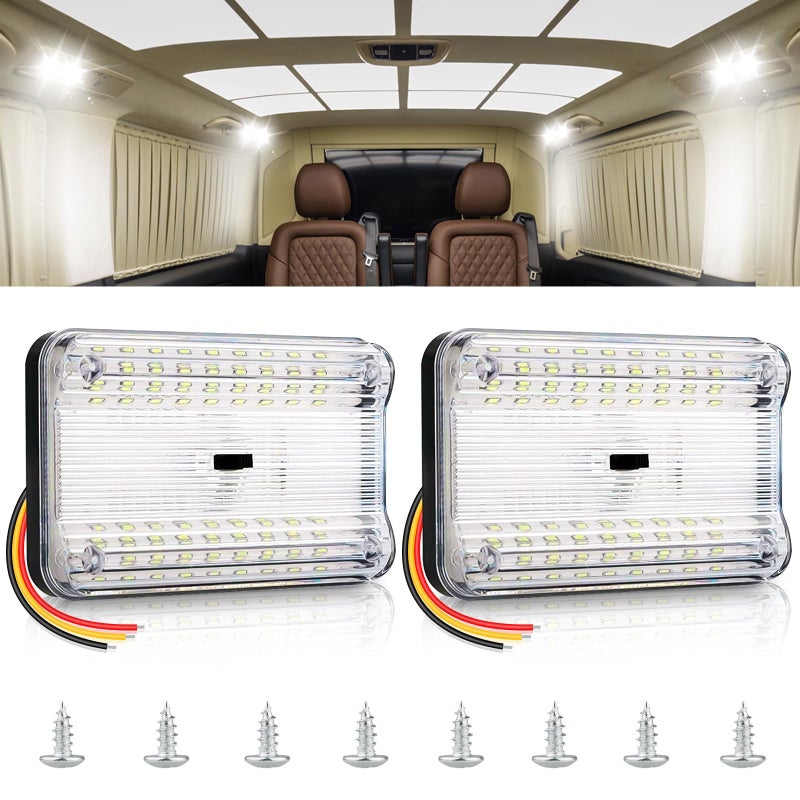 EEEKit 2PCS 12V Dome Roof Interior Lights for RV, 36 LED RV Ceiling Dome Lights, Camper Light with ON/OFF Switch, 12 Volt LED Light for Car, Van, Truck, Trailer, Boat, Motorhome, Caravan, SUV, Pickup - Image 1